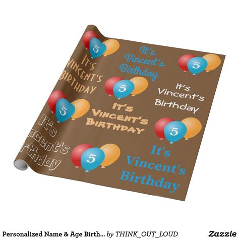 Personalized Name & Age Birthday Wrapping Paper | Zazzle.com | Birthday wrapping paper, Custom ...