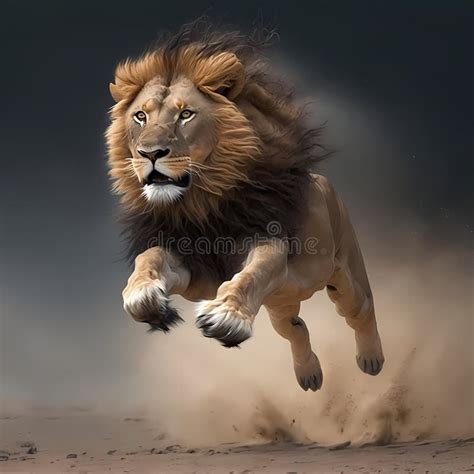 Lion Jump on the Savanna. Generative AI Stock Illustration - Illustration of wild, wildlife ...