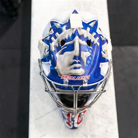 Custom-used goalie mask signed by New York Rangers #40 Alexandar ...