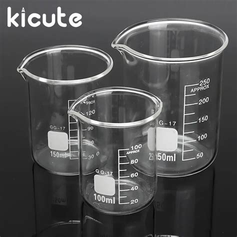 3pcs 100ml 150ml 250ml Glass Beaker Set Borosilicate Glass Beaker Chemical Experiments vessels ...