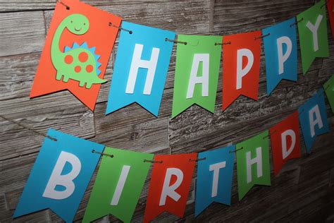 Dinosaur Happy Birthday Banner | Etsy