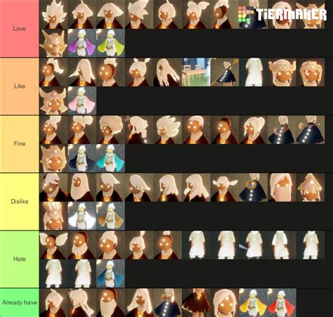 Sky COTL Cosmetics Tier List (Community Rankings) - TierMaker