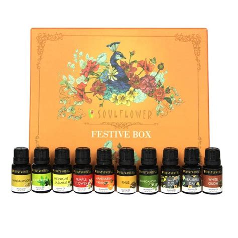 Soulflower Peacock Gift Set of Aromatherapy Grade Indian Fragrance Oils, Best Christmas Gifting ...