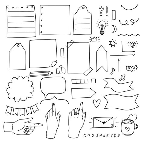 Set of doodle elements for bullet journal 1393687 Vector Art at Vecteezy