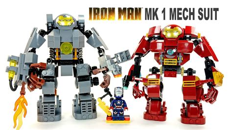 LEGO Iron Man MK1 vs Hulkbuster KnockOff Mech Suit Set w/ Iron Patriot Speed Build - YouTube