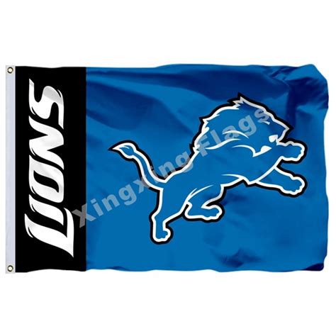 Detroit Lions Wordmark Flag 3ft X 5ft Polyester NFL1 Detroit Lions Banner Flying Size No.4 90 ...