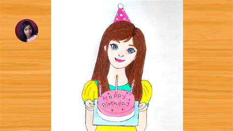 My birthday special drawing / How to draw a Birthday Girl holding a ...