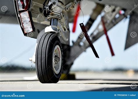 F16 Aircraft Detail with Landing Gear Stock Photo - Image of equipment ...