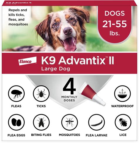 K9 Advantix II Flea, Tick & Mosquito Prevention for Large Dogs, 21-55 lbs, 4 treatments - Chewy.com