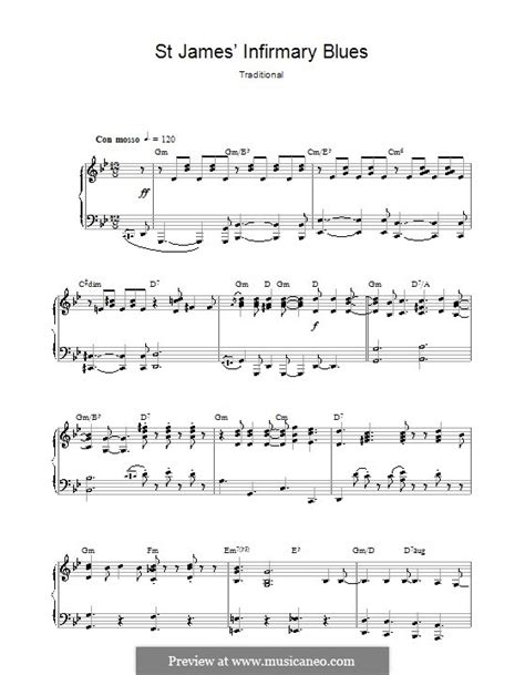 St. James' Infirmary Blues by folklore - sheet music on MusicaNeo