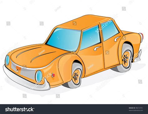 Vector Retro Funny Orange Cartoon Car Stock Vector (Royalty Free ...