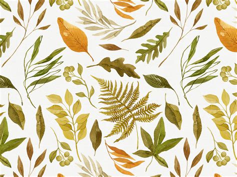 Watercolor Autumn Leaves Seamless Pattern by Helga Wigandt on Dribbble