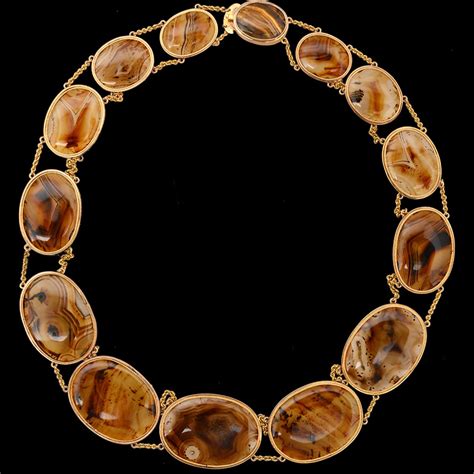 Antique Jewellery » Superb & Rare 18ct Georgian Agate Necklace, Circa 1820