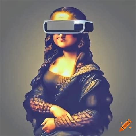 Mona lisa wearing virtual reality goggles