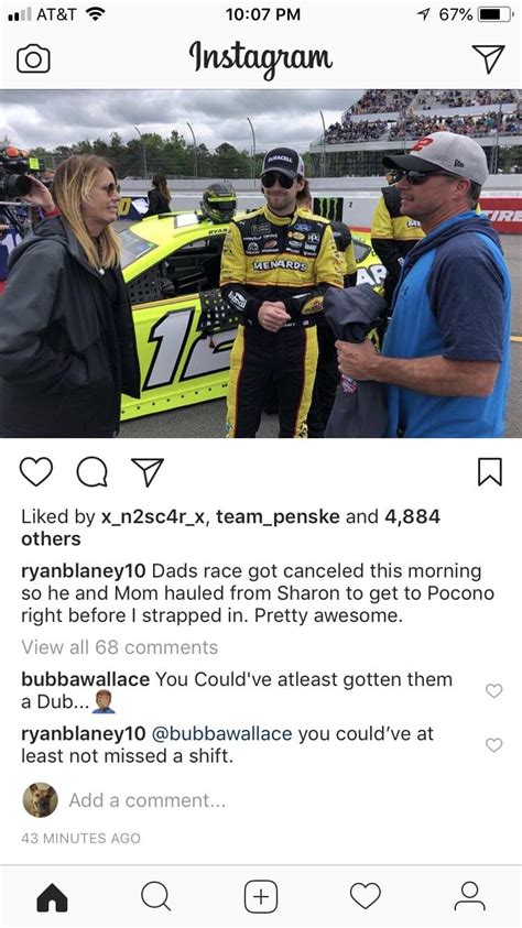 Some clever Instagram banter between YRB and Bubba : r/NASCAR