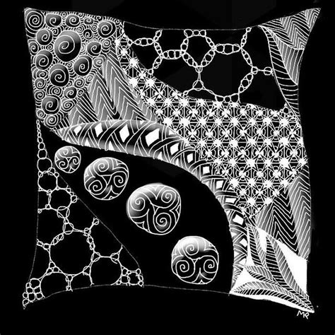 Daily zentangle by myriad, via Flickr Must get me some black tiles and white pens! Tangle Doodle ...