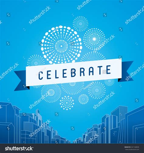 Cityscape Celebration Fireworks Background Vector Illustration Stock ...