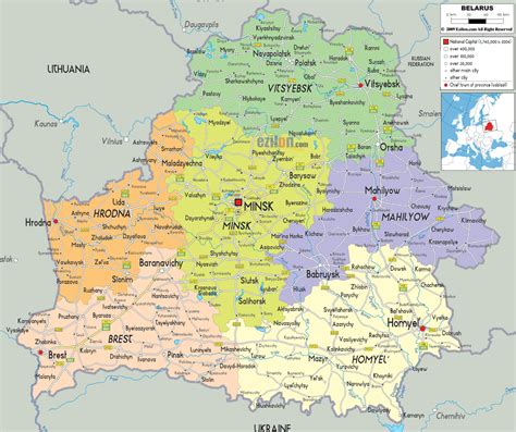 Political Map of Belarus - Ezilon Maps