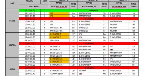 Contoh Jadwal Pelajaran Smp Dalam Bentuk Excel - IMAGESEE