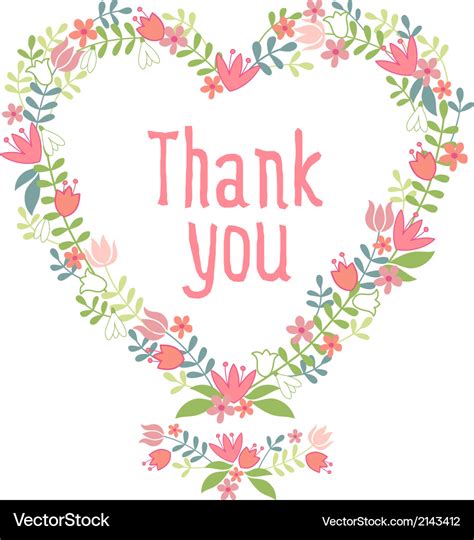 Thank you floral heart wreath Royalty Free Vector Image