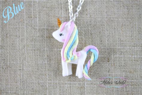 Kawaii Glittered Pastel Rainbow Unicorn Necklace Pendant - Etsy