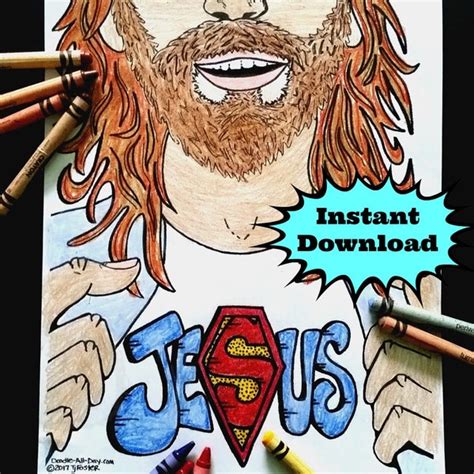 Jesus Superhero Coloring Pages - Etsy