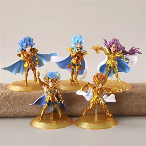 5Pcs/Set Anime Gold Saint Seiya knights of the zodiac PVC Action Figure ...