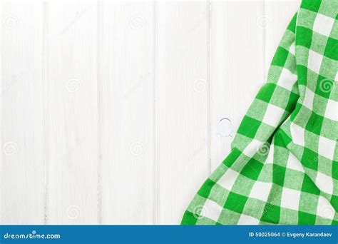 Green Towel Over Wooden Kitchen Table Stock Photo - Image of checked, textile: 50025064