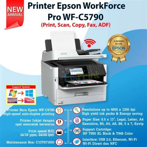 Promo Printer Epson Workforce Pro WF-C5790 WFC5790 WF C5790 Wireless ...