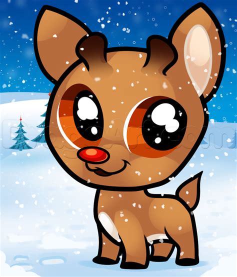 How to Draw Chibi Rudolph, Step by Step, Christmas Stuff, Seasonal, FREE Online Drawing Tutorial ...