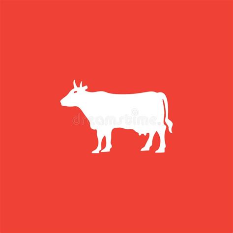 Cow Icon on Red Background. Red Flat Style Vector Illustration Stock Vector - Illustration of ...