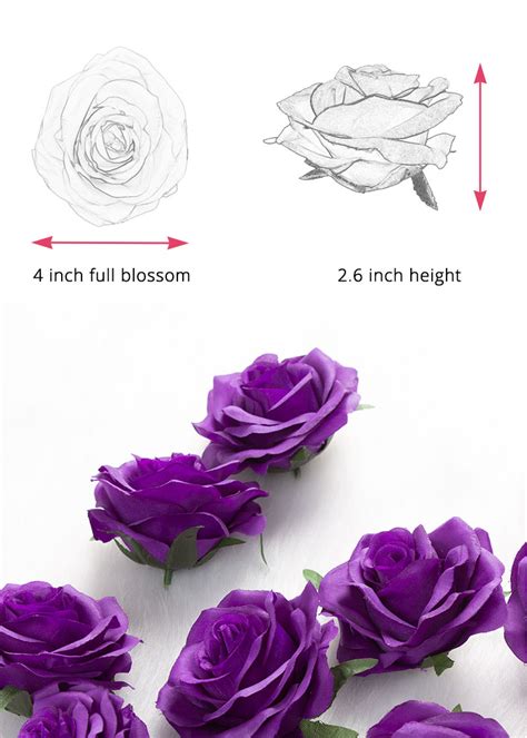 4” Artificial Purple Rose with Stem Wedding DIY Flowers Pack of 50 Pcs | Ubizfloral