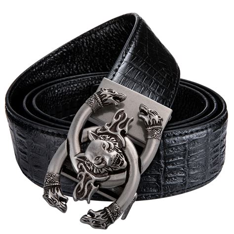 Hi tie Casual Designer Mens Black Belts crocodile luxury leather Belt for jeans novelty Belt ...