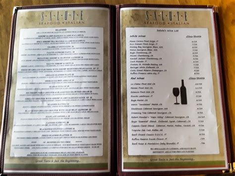 Menu at Salute Italian Restaurant, Gulfport