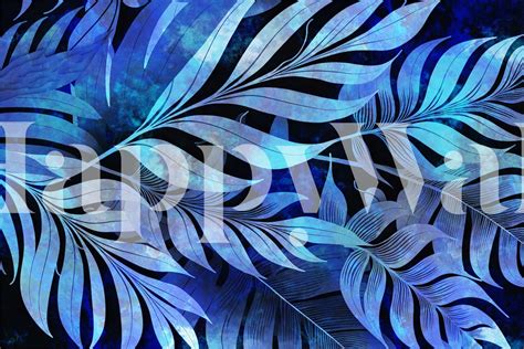 Buy Blue Tropical Leaf Art Wallpaper Online | Happywall