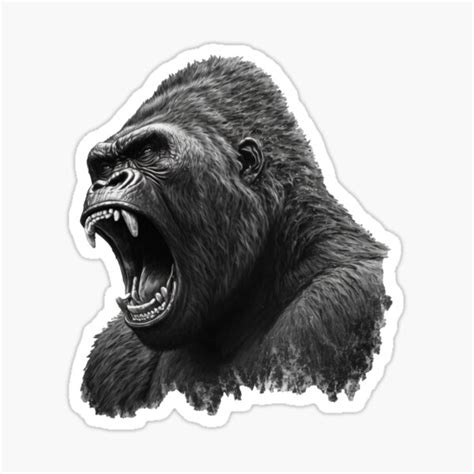 "Wild Mountain Gorilla Roaring (Angry Ape Merchandise)" Sticker for ...