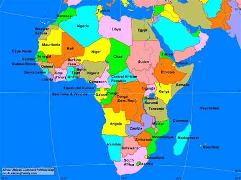 Africa: African Continent Political Map - A Learning Family B57