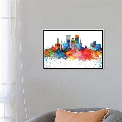 iCanvas "Baltimore Colorful Watercolor Skyline" by WallDecorAddict ...