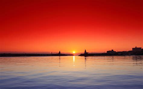 Port Sunset Wide - High Definition Wallpaper