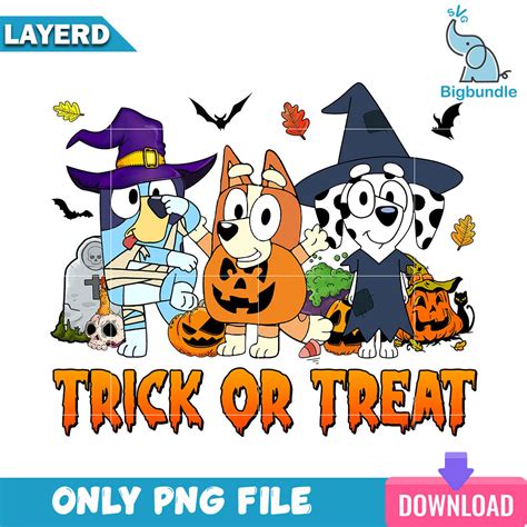 Halloween bluey and friends trick or treat, Bluey halloween png, Digit