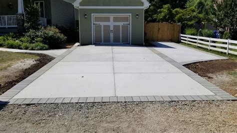 Concrete Driveway with Stone Columns and Paver Border in Alexandria, VA - YouTube