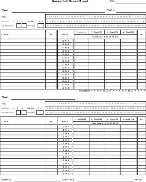 5+ Basketball Score Sheet Templates - Word Excel Templates