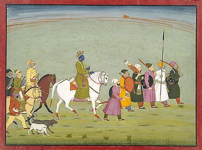 India Rajput Painting Reproduction: Krishna Leads Townspeople - Fine ...