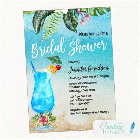 Beach Bridal Shower Invitation Tropical Bridal Shower - Etsy