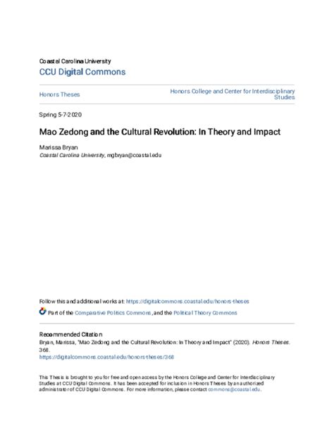 (PDF) Mao Zedong and the Cultural Revolution: In Theory and Impact ...