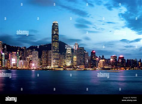 Hong Kong Victoria Harbor night view Stock Photo - Alamy