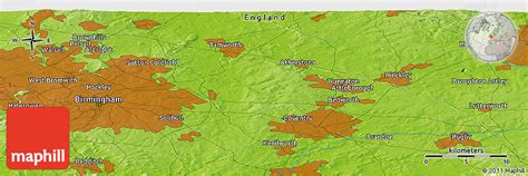 Physical Panoramic Map of Cannock