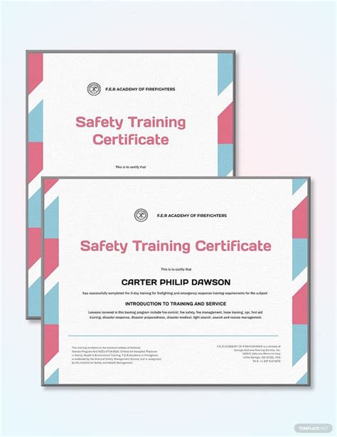 Fire Safety Certificate Template