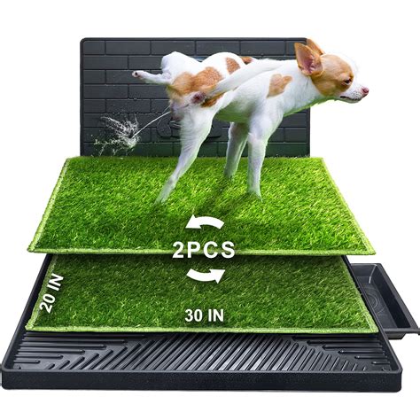 Buy Hompet Dog Potty for Indoor or Porch, 2 Pcs Artificial Grass Training Pads with Pee Baffle ...