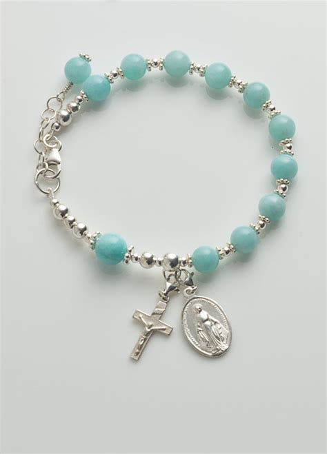 Rosary Bracelet: Sterling Silver with Amazonite – RosaryBeads.ie